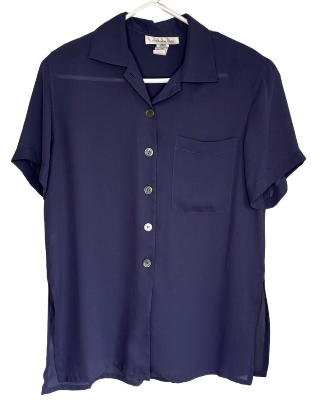 Vintage Jones New York Blue Sheer Dress Blouse Size 8 LN